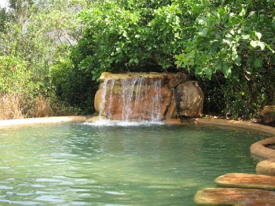 waterfall by the pool