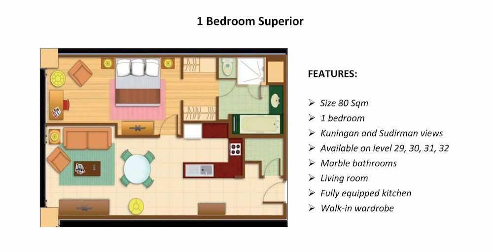 The Mayflower, Jakarta - Marriott Executive Apartments Superior Suite, 1 Bedroom, Non Smoking, City View 3