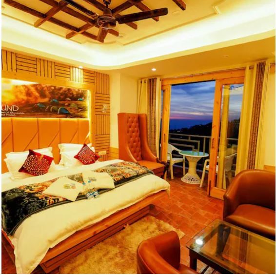 Classic Double bedroom elegant wooden Interior Mountain view private Balcony 160 sq feet