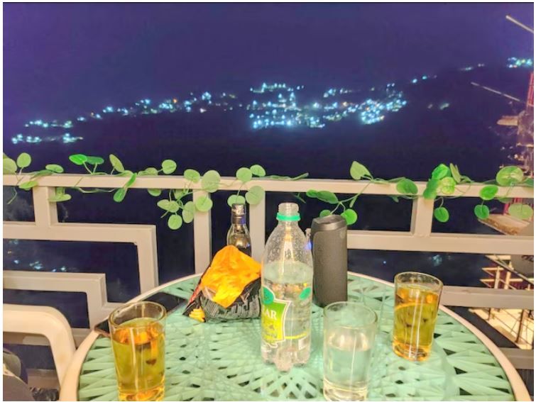 Classic Double bedroom elegant wooden Interior Mountain view private Balcony 160 sq feet