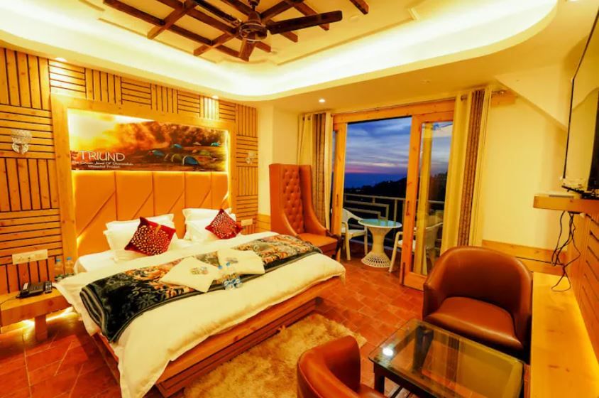 Classic Double bedroom elegant wooden Interior Mountain view private Balcony 160 sq feet