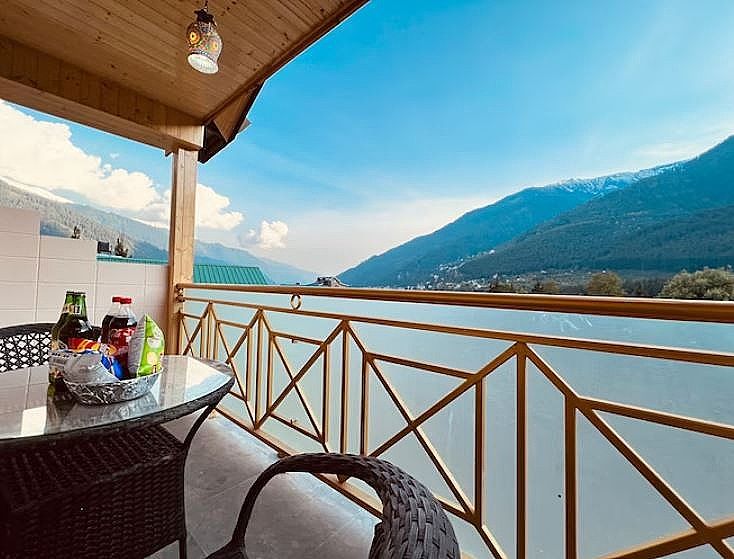 Family Room with balcony mountain view