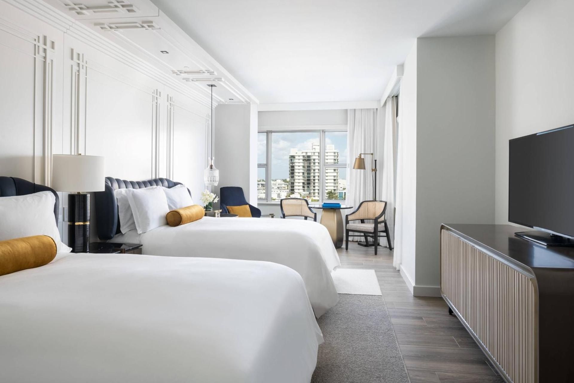 City View Room with 2 Double Beds Adapted Tub - Mobility and Hearing Accessible