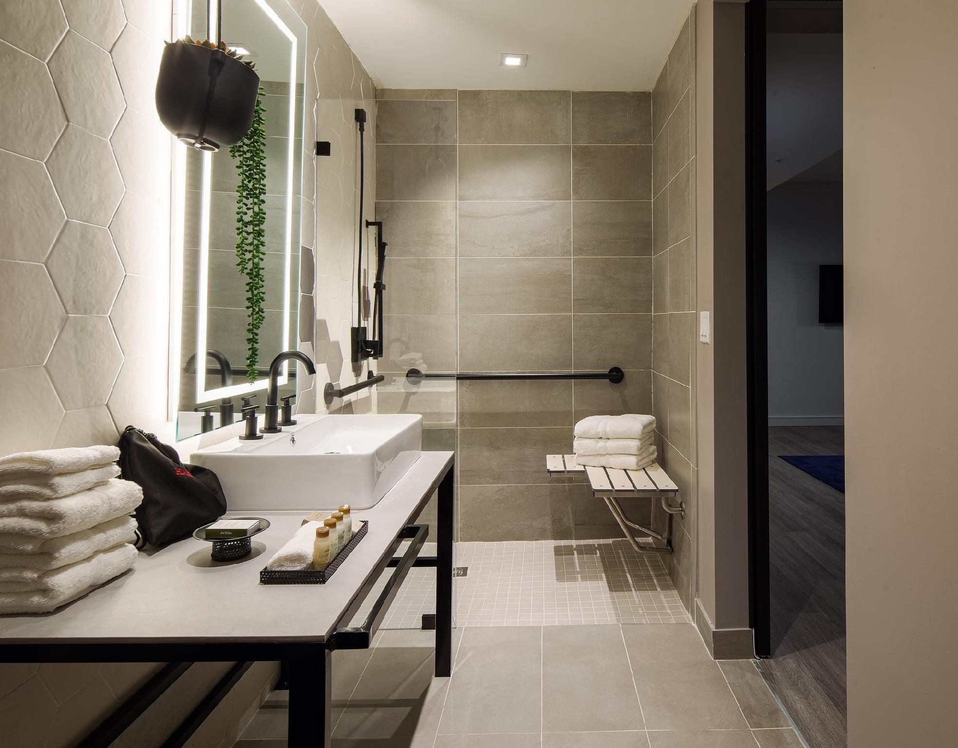 1 King Suite Mobility Accessible Roll in Shower Balcony