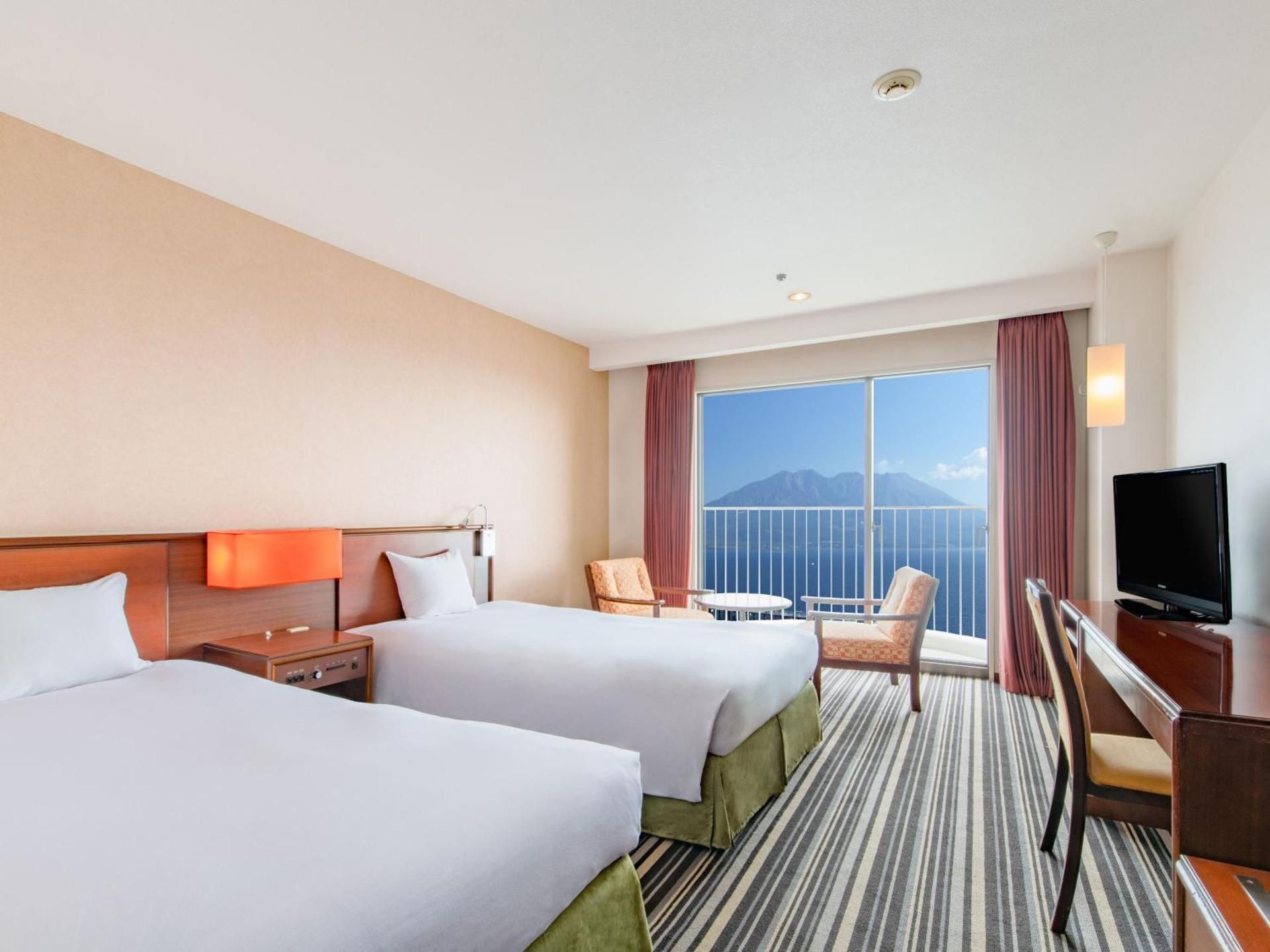 Standard Twin Room with Sakurajima View - No Room Cleaning Service