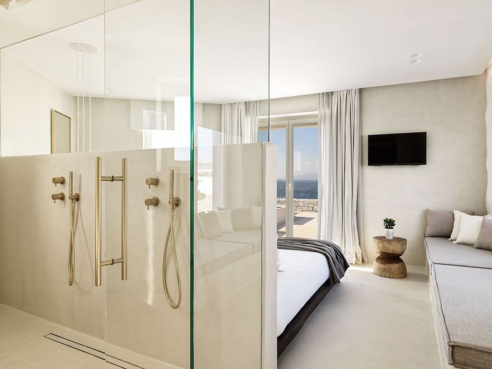 Mykonos Earth Suites - Adults Only Deluxe Room Heated Jetted Tub Sea view 3