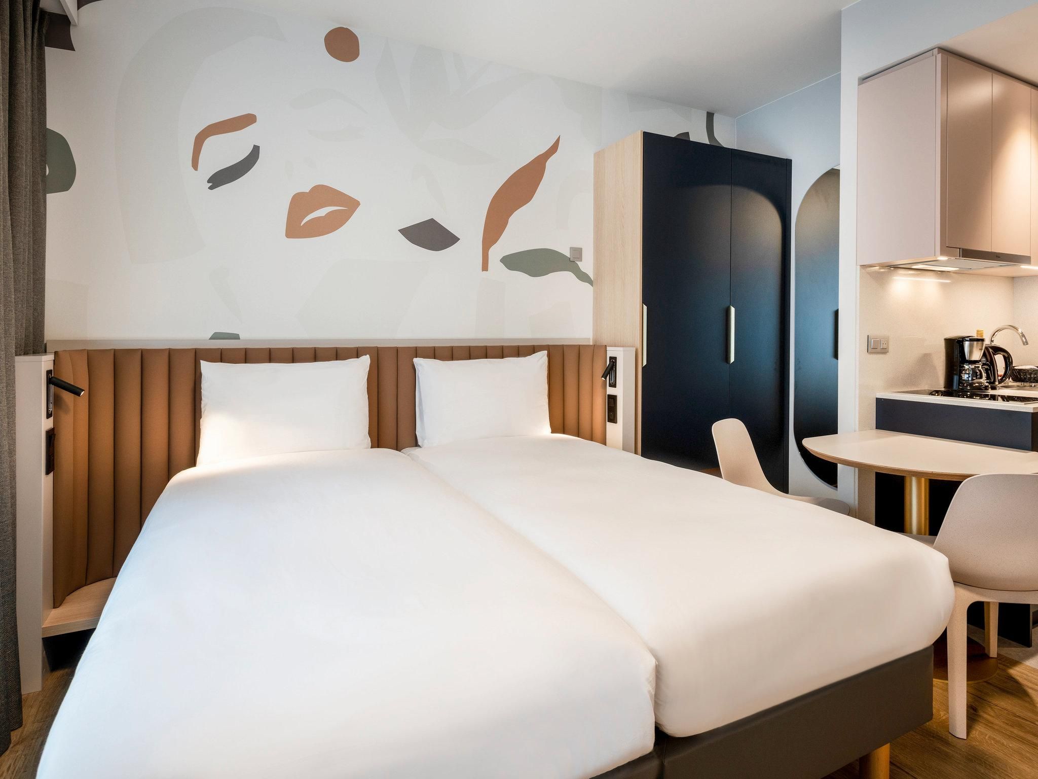 Elegant studio for 2 guests including 1 double bed or 2 single beds