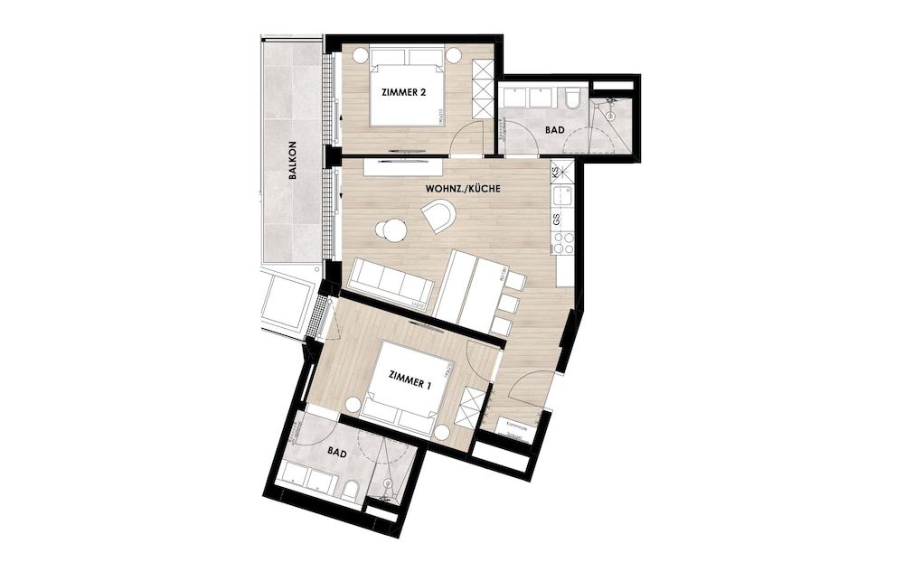 Premium Apartment, 2 Bedrooms, Balcony, Mountain View