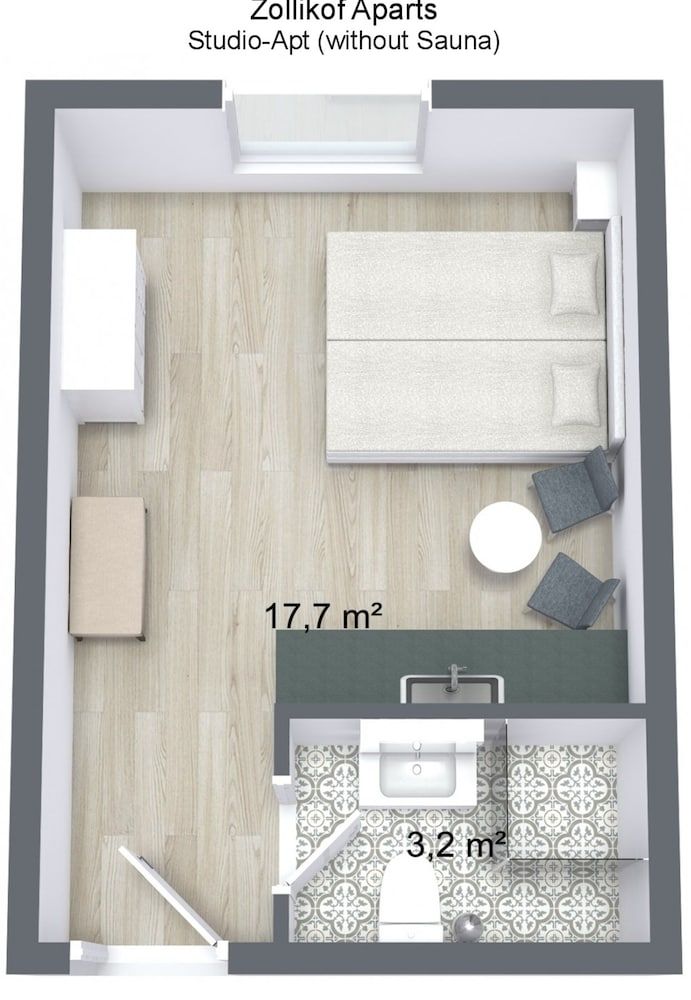 Zollikof Aparts - Sauna & Studioapartments Classic Double Room, 1 Queen Bed 3