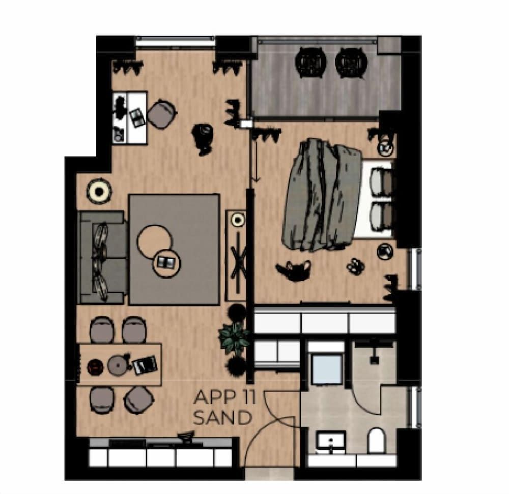 Boardinghome Oldenburg Design Apartment, 1 Bedroom, Patio, Garden View (Apartment 5 - Blue) 3
