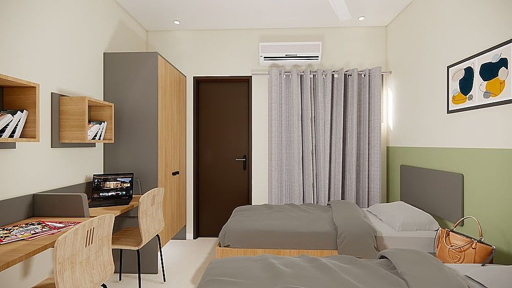 Premium Shared Dormitory, 2 Twin Beds, Non Smoking, City View