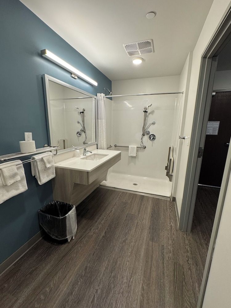 WoodSpring Suites Detroit Farmington Hills Queen Suite w/ Dishwasher (Dishes/Cookware Included) Accessible Roll-in Shower 5