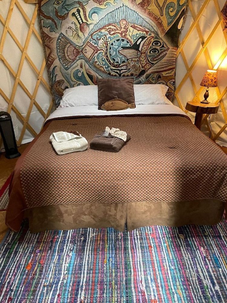 Queen Yurt, Shared Bathroom, Halibut Hut, Yurt Village Location