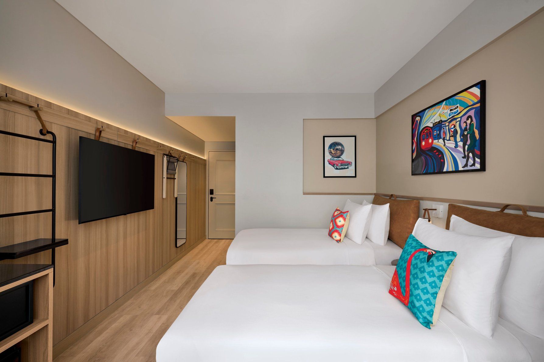 Moxy Twin, Guest room, 2 Twin, City view