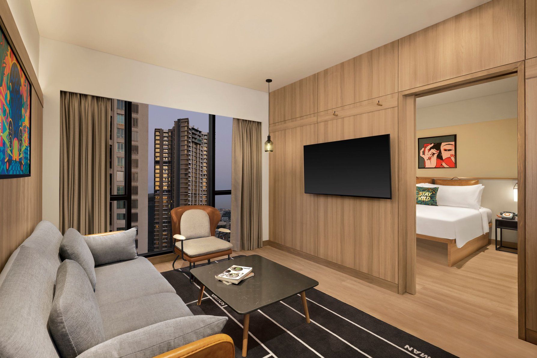 Moxy Mumbai Andheri West Moxy Producer, Suite, King, Sofa bed, Skyline view, Near elevator 3