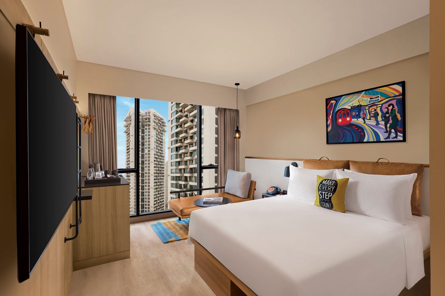 Moxy High Queen, Guest room, 1 Queen, City view