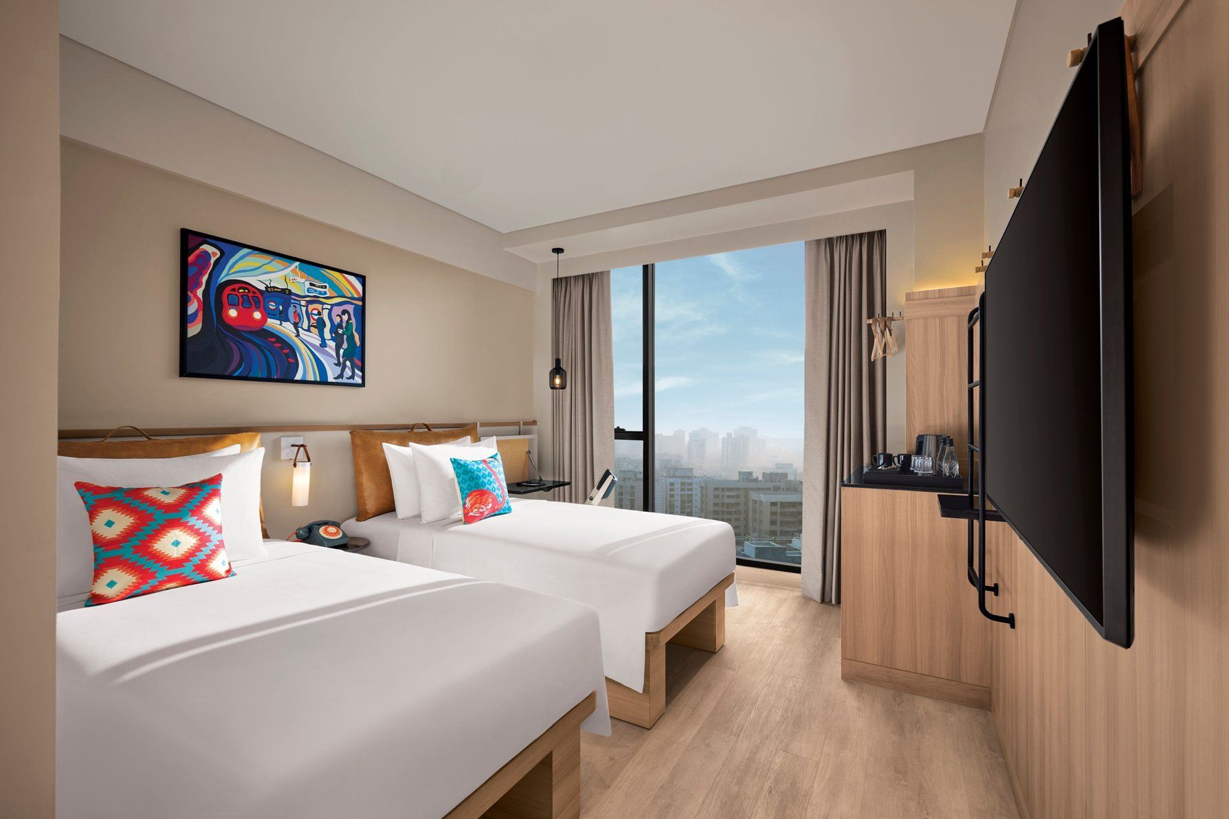 Moxy High Twin, Guest room, 2 Twin, City view