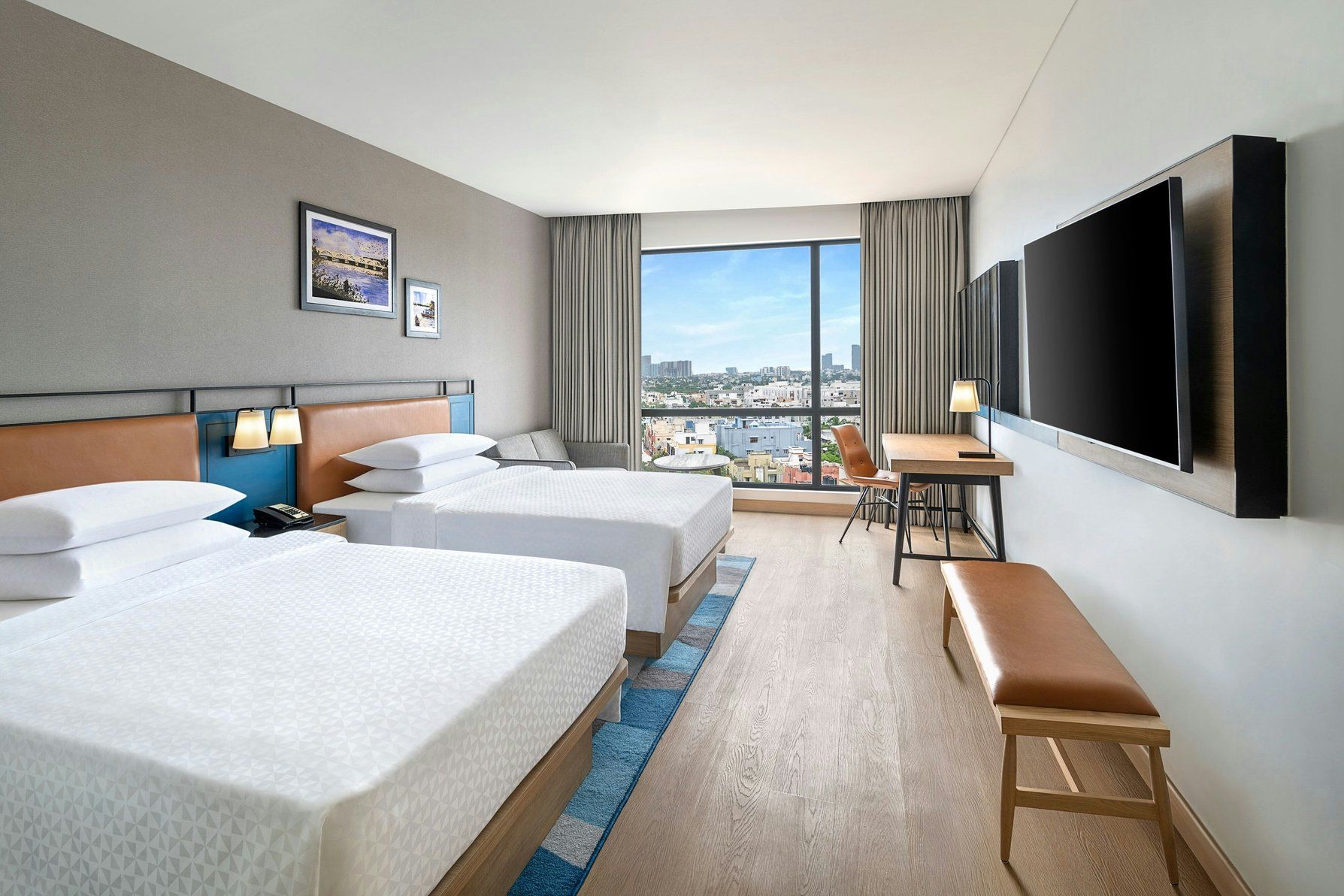 Premium Twin Room, Guest room, 1 Double, City view