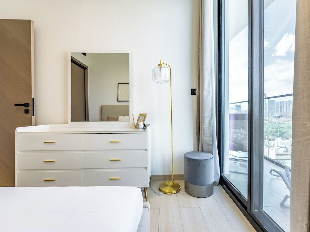 Apt with Artful Interior and Urban Views