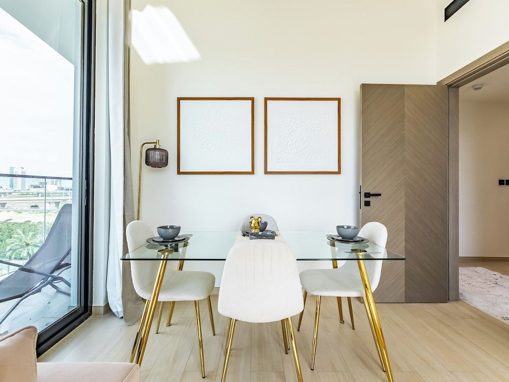 Apt with Artful Interior and Urban Views