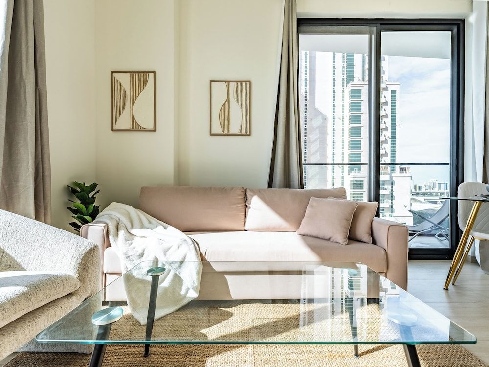 Apt with Artful Interior and Urban Views