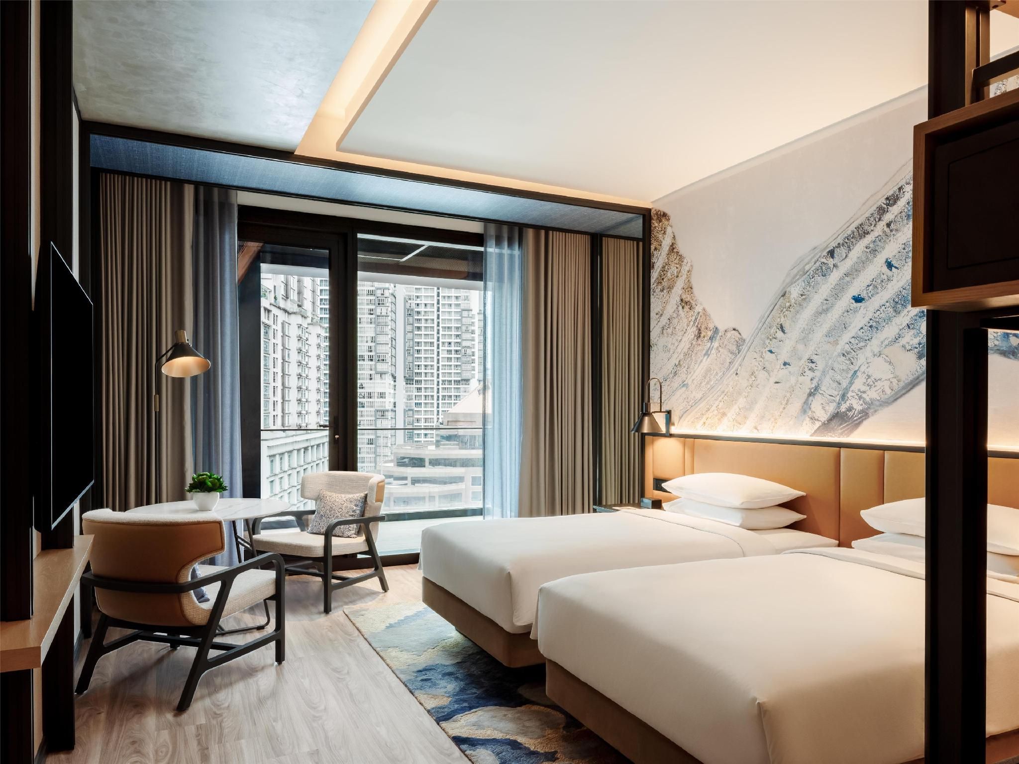 2 Twin Beds City View, High Floor With Balcony