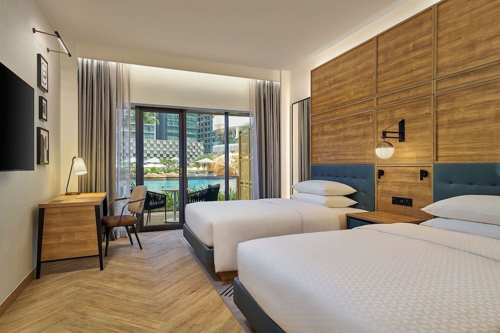 Room, 2 Double Beds, Pool View (Pool Access)