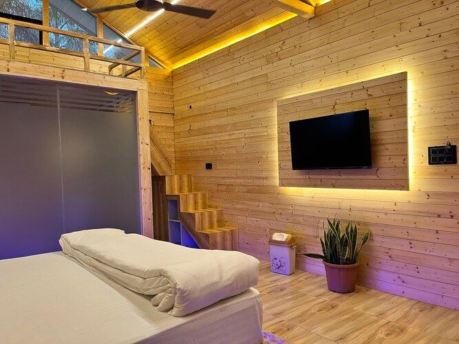 The Urban Escape (By Saubhagya Mangalam) Deluxe Pinewood Cottage King Bed with Bug Bed Forest View 6