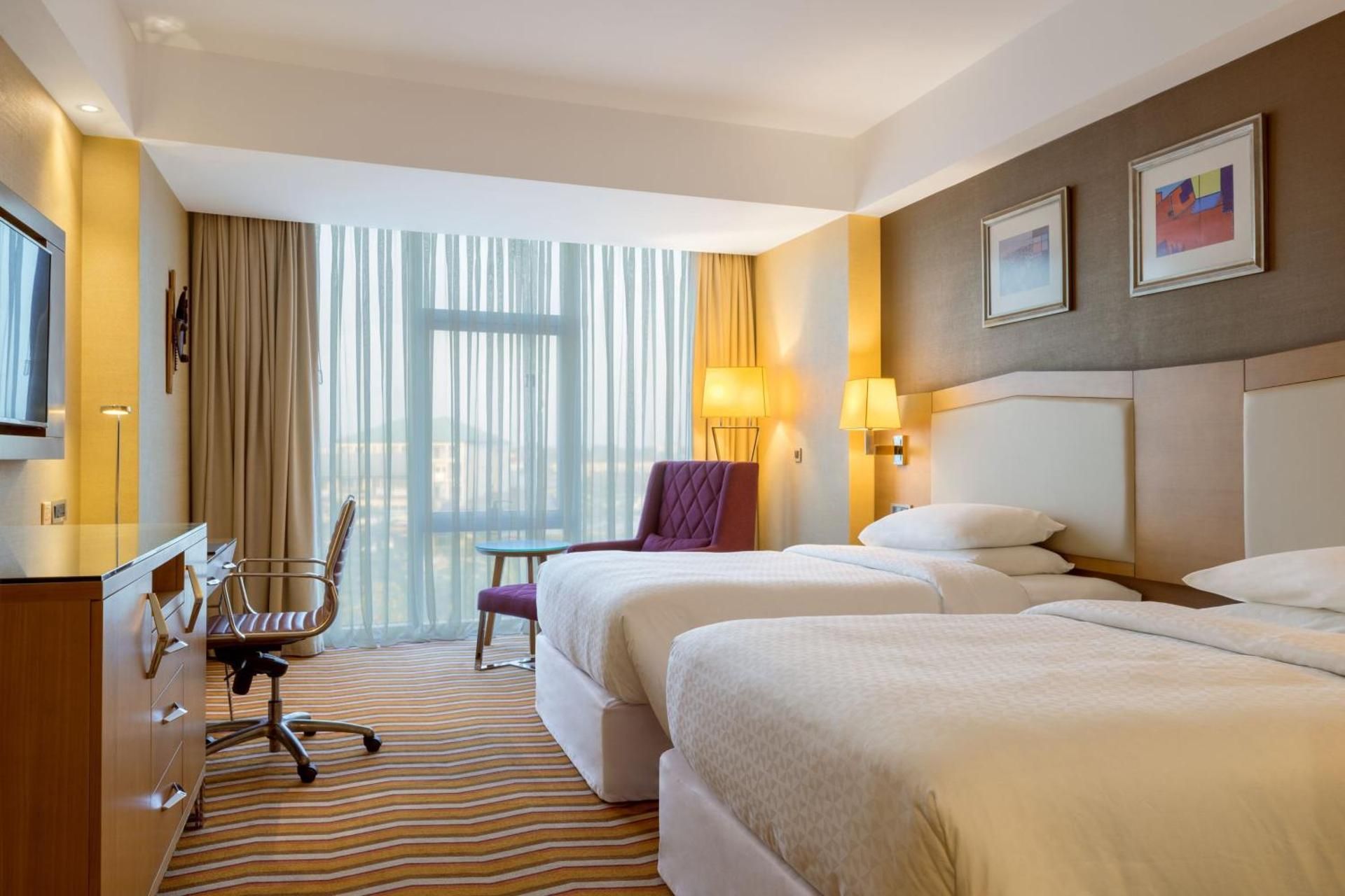 Large Double Room with Two Double Beds and City View