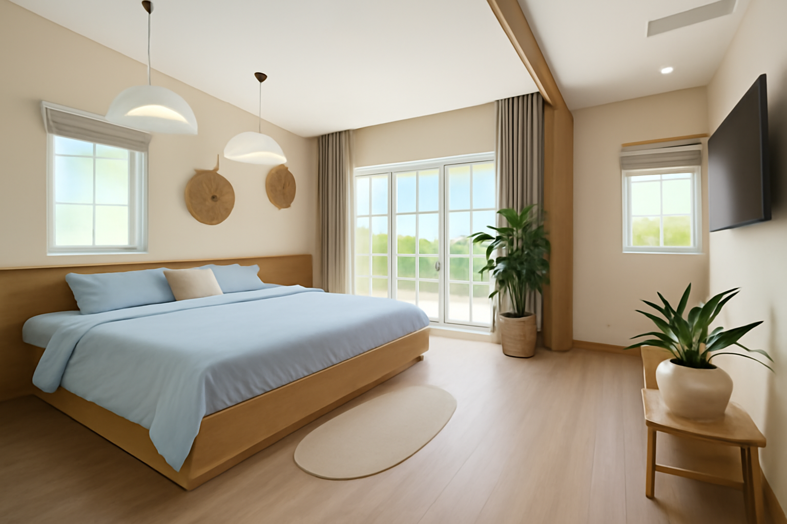 Three-Bedroom Villa with Balcony Garden View