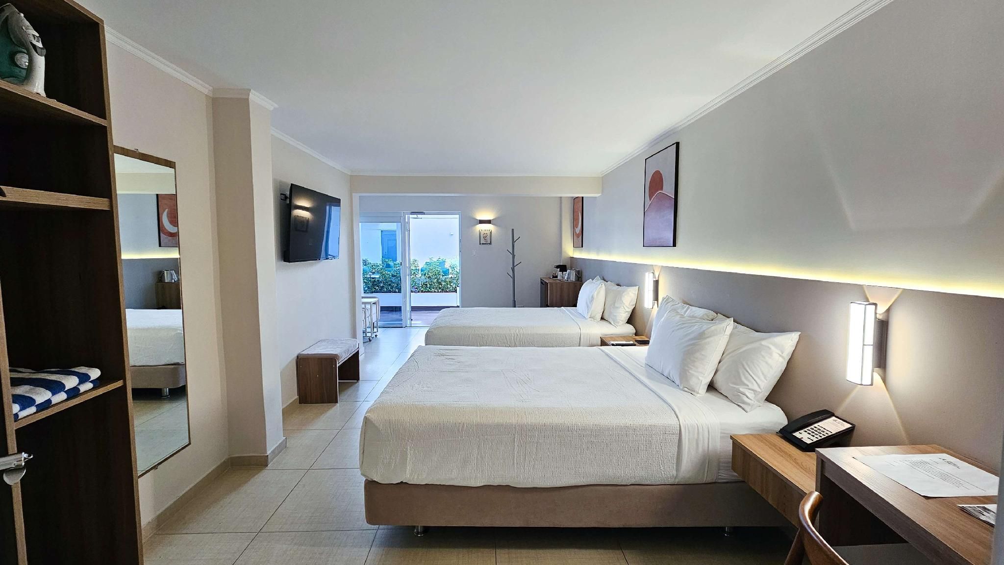 2 Double Beds, Non-Smoking, Pool View, Sofa, Black Out Shades, Adults Only, Mini Fridge