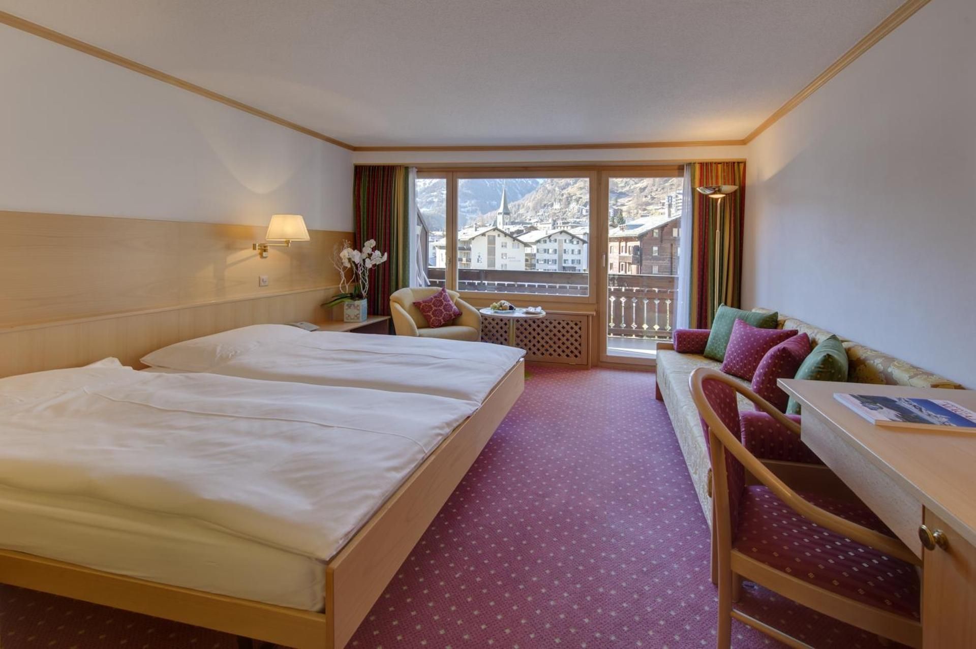 Top Floor Double Room Roof Slope with Matterhorn View