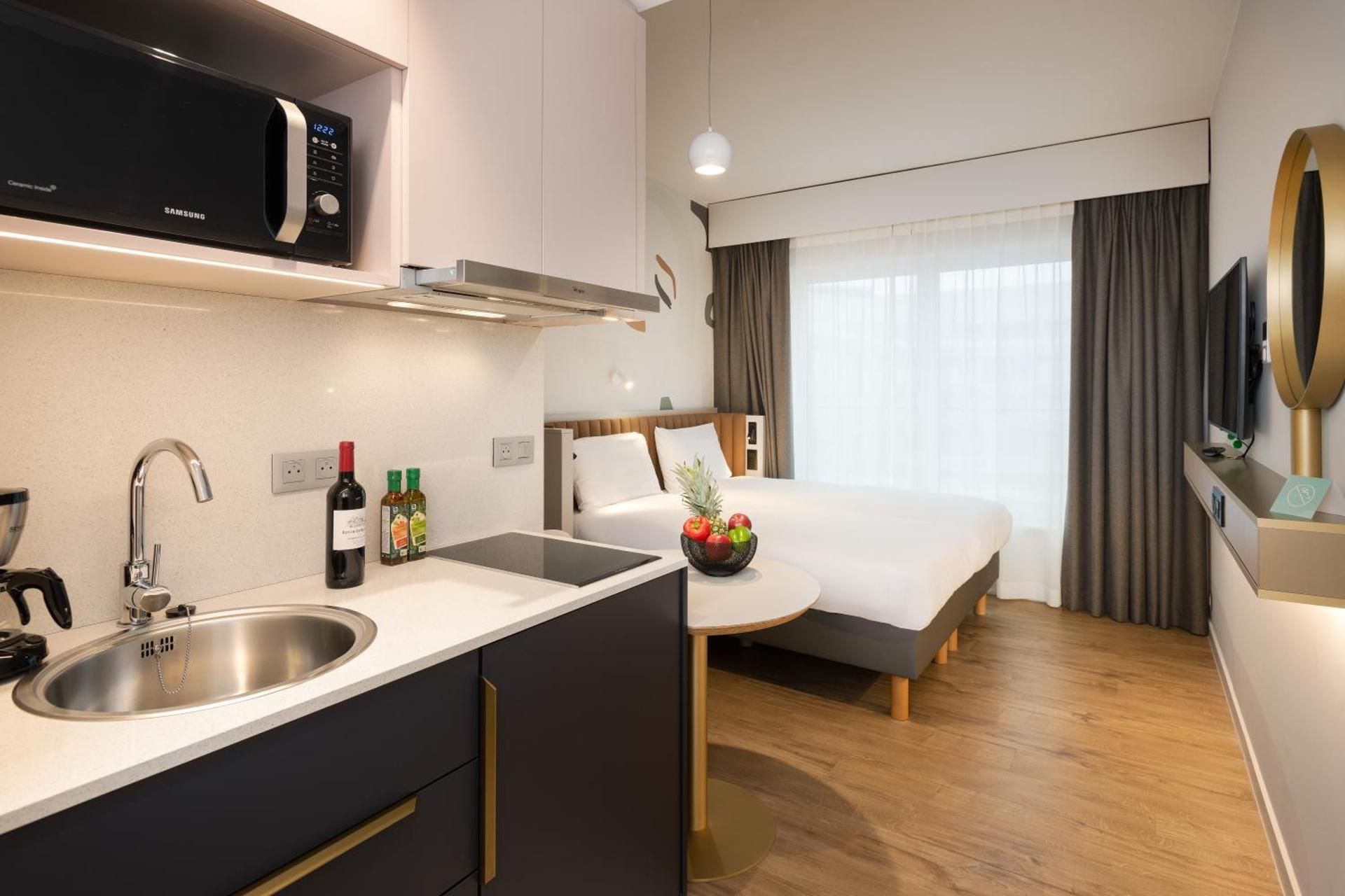 Elegant studio for 2 guests including 1 double bed or 2 single beds