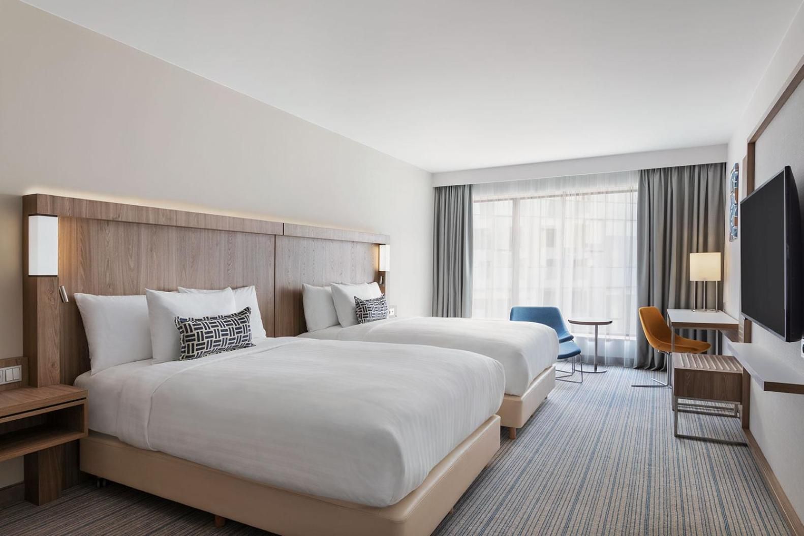 larger guest room, 2 double, courtyard view