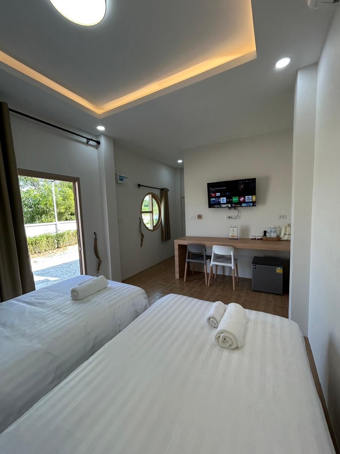 Twin Bed with City View