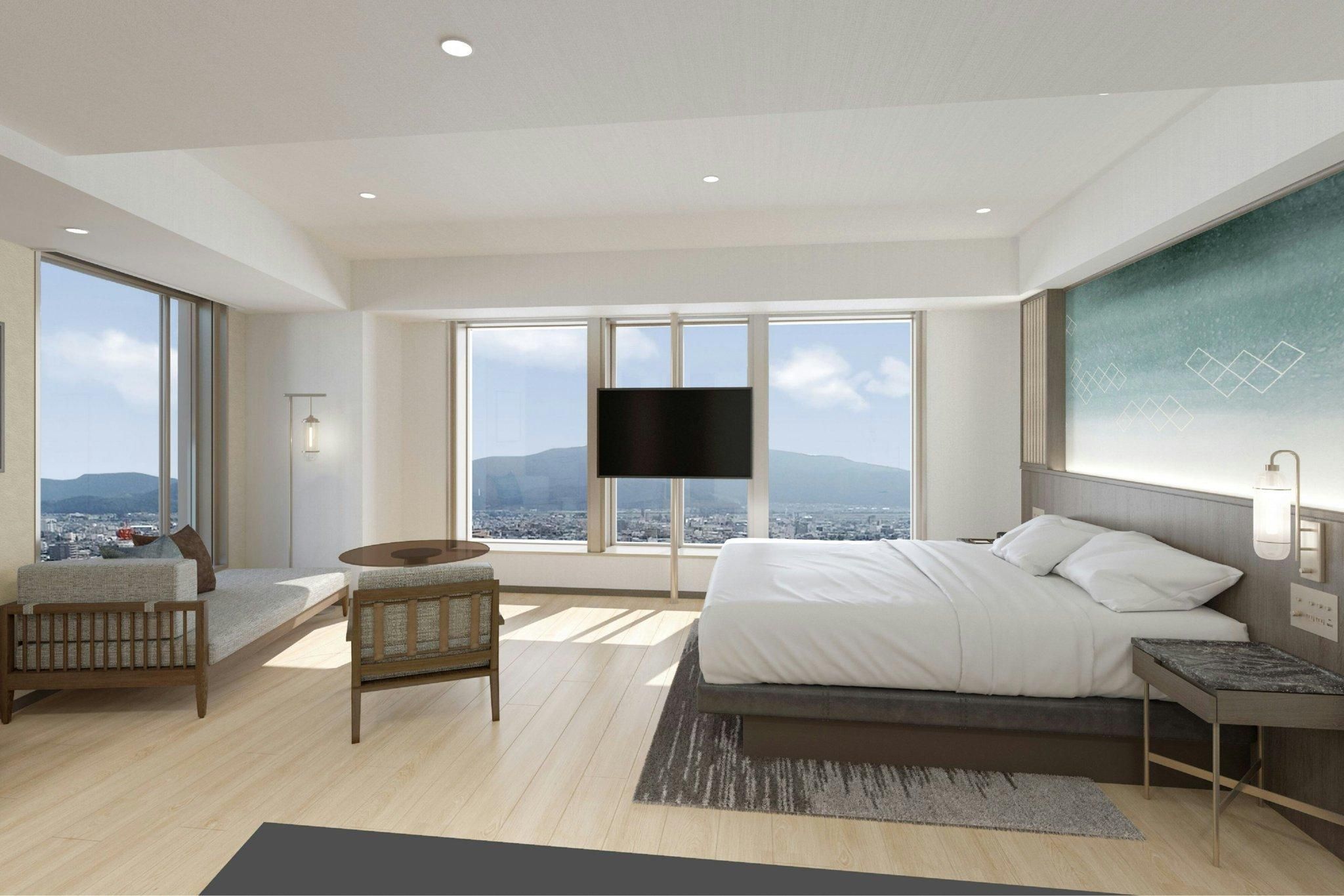 Corner Deluxe King, Deluxe Guest room, 1 King, Mountain view, Corner room