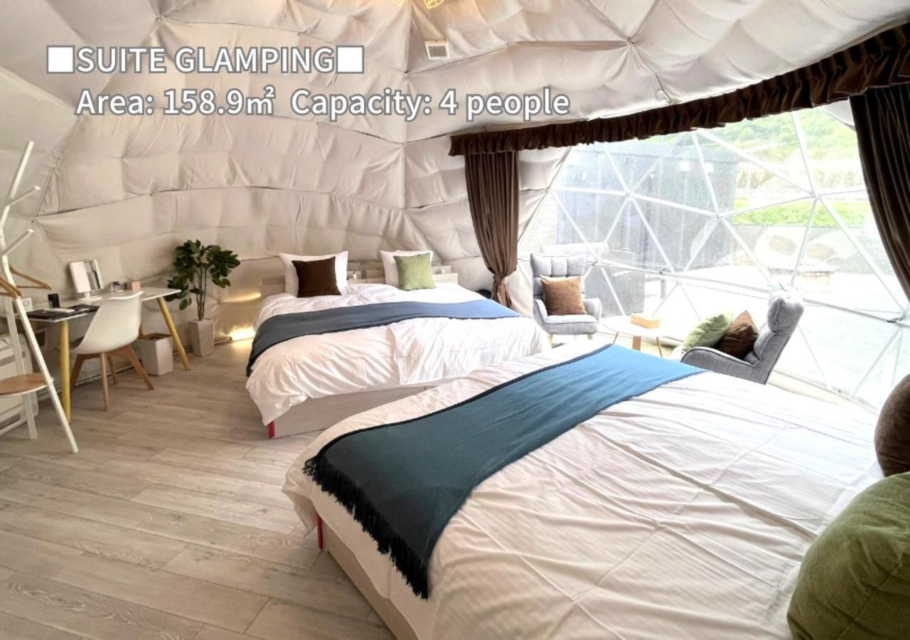 Glamping Suite Dome Tent with Open-Air Bath and Sauna Tent