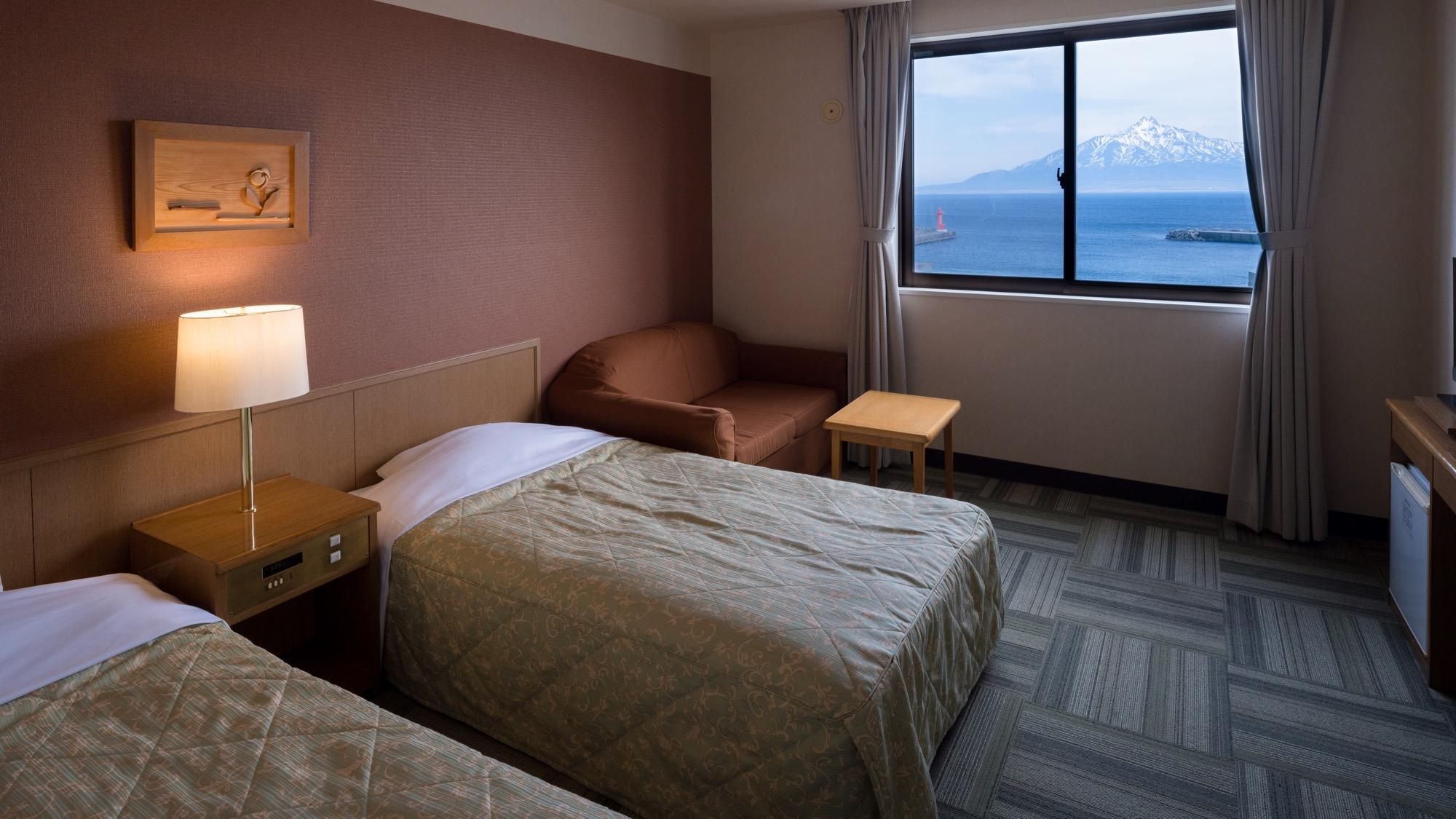 Seaside Twin Room with Rishiri Fuji View