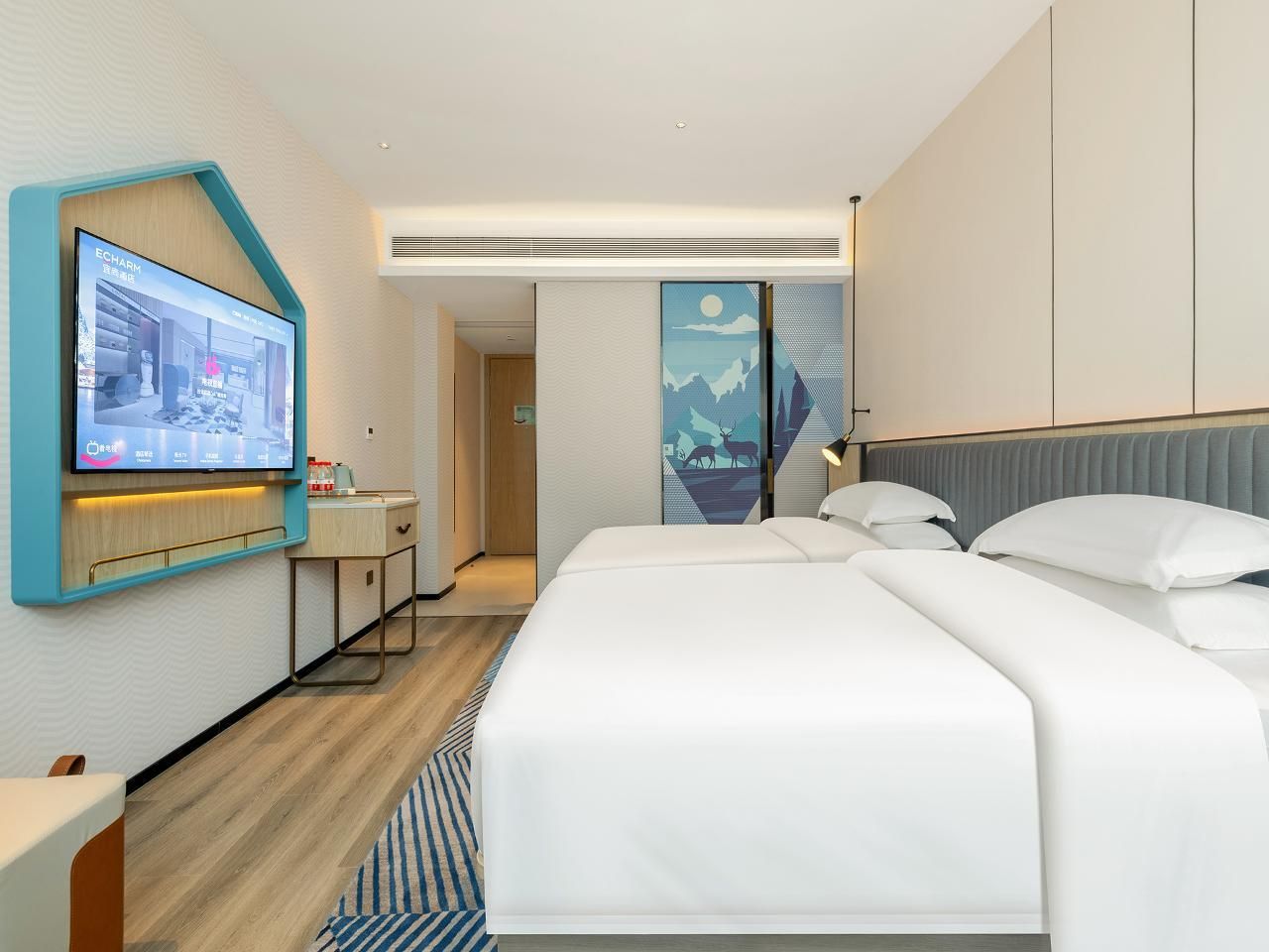 Echarm Hotel Guangzhou Zengcheng 1978 Cultural and Creative Park Zengjiang Plaza Dossen - Business Intelligent Twin Room