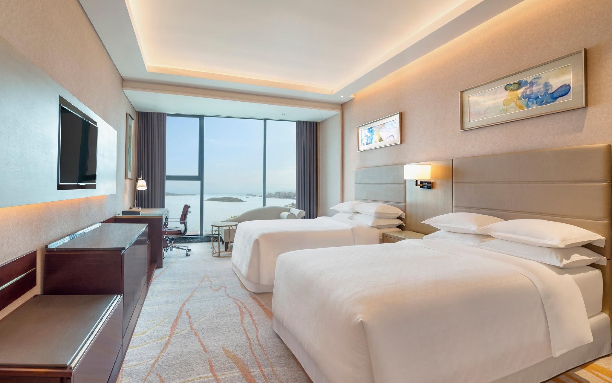 Club lounge access, Guest room, 2 Twin, City view, Ocean view