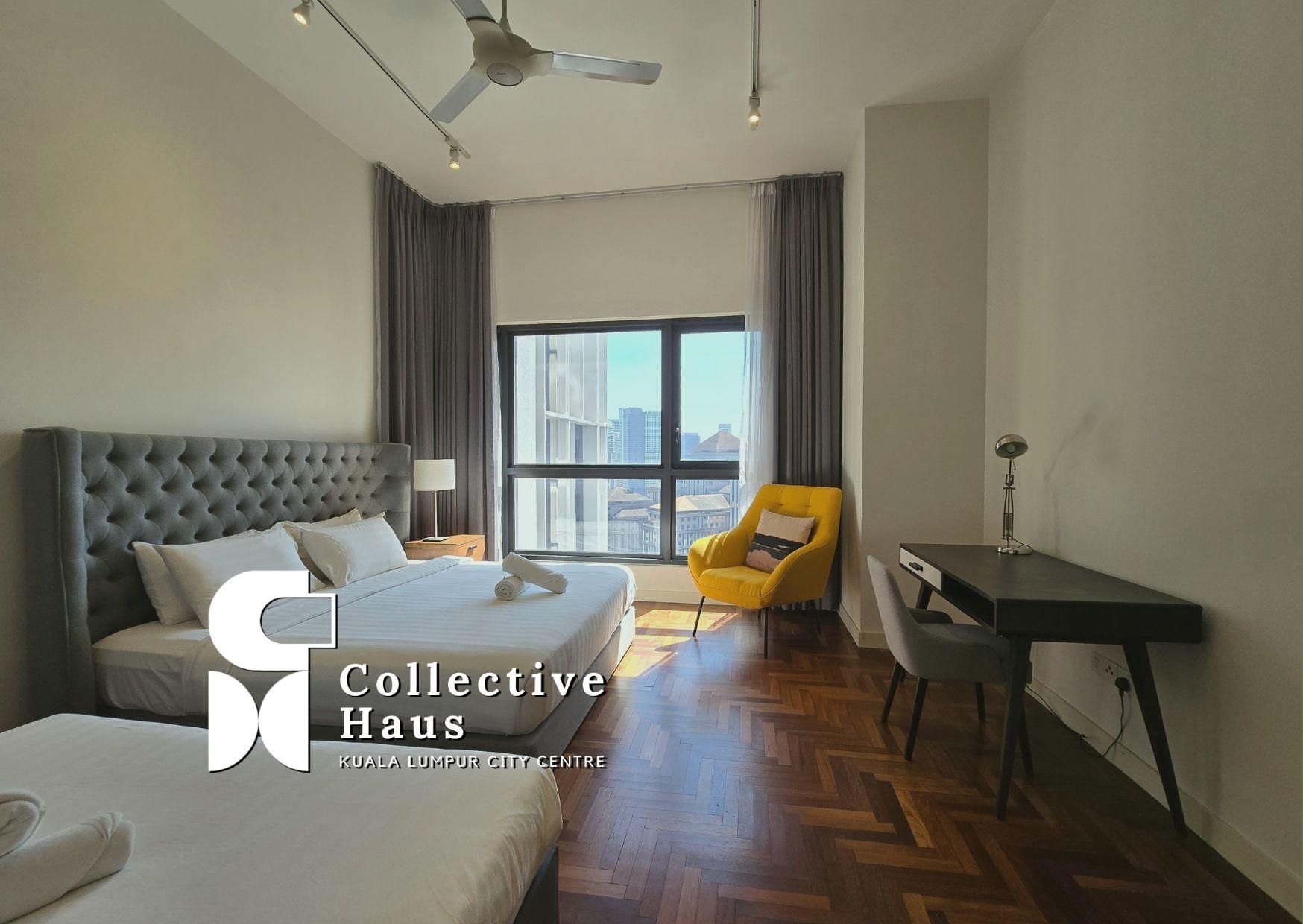 Twin Bed with City View