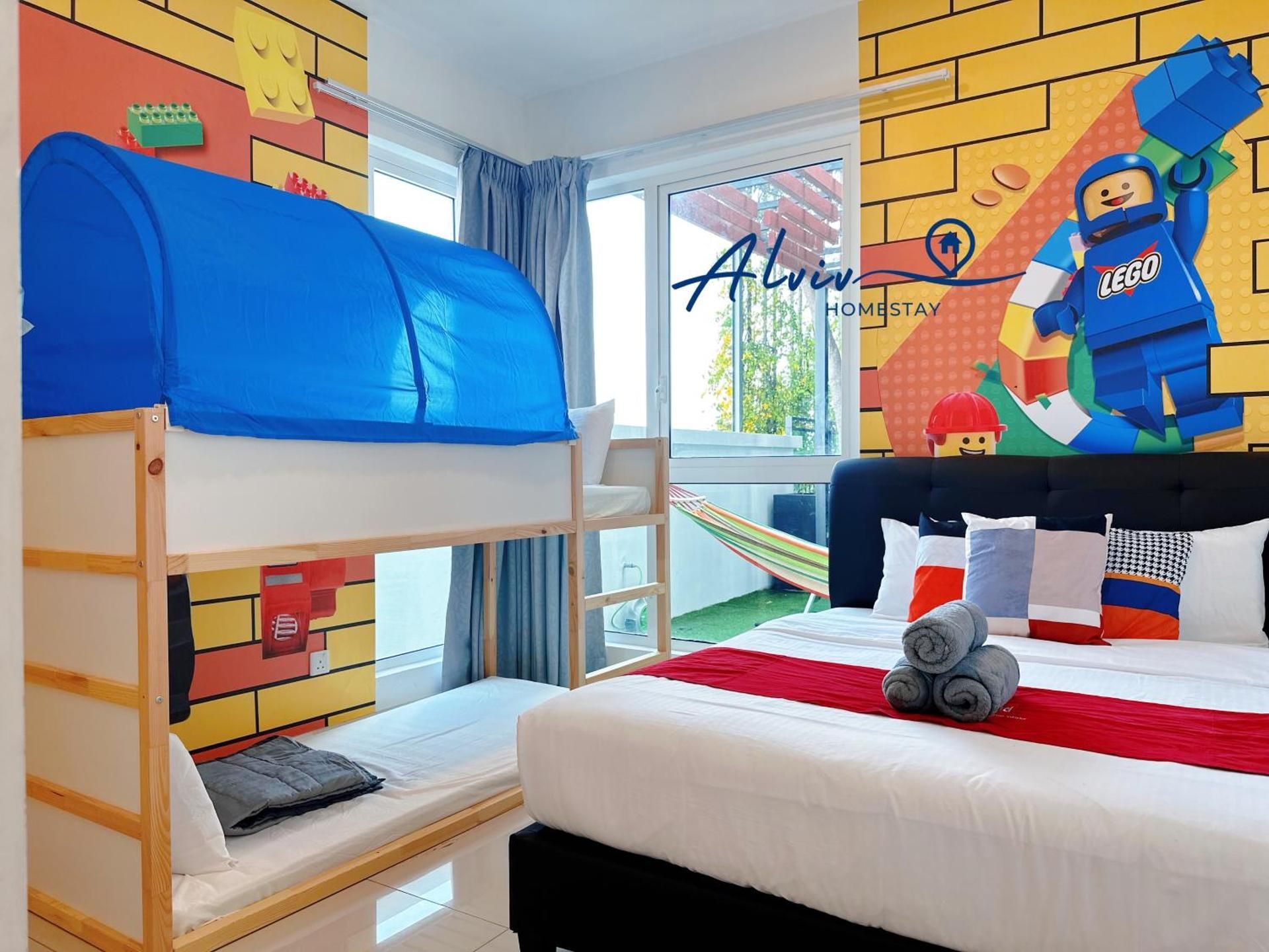 Three-Bedroom Kids Theme Apartment with Big Playground Balcony