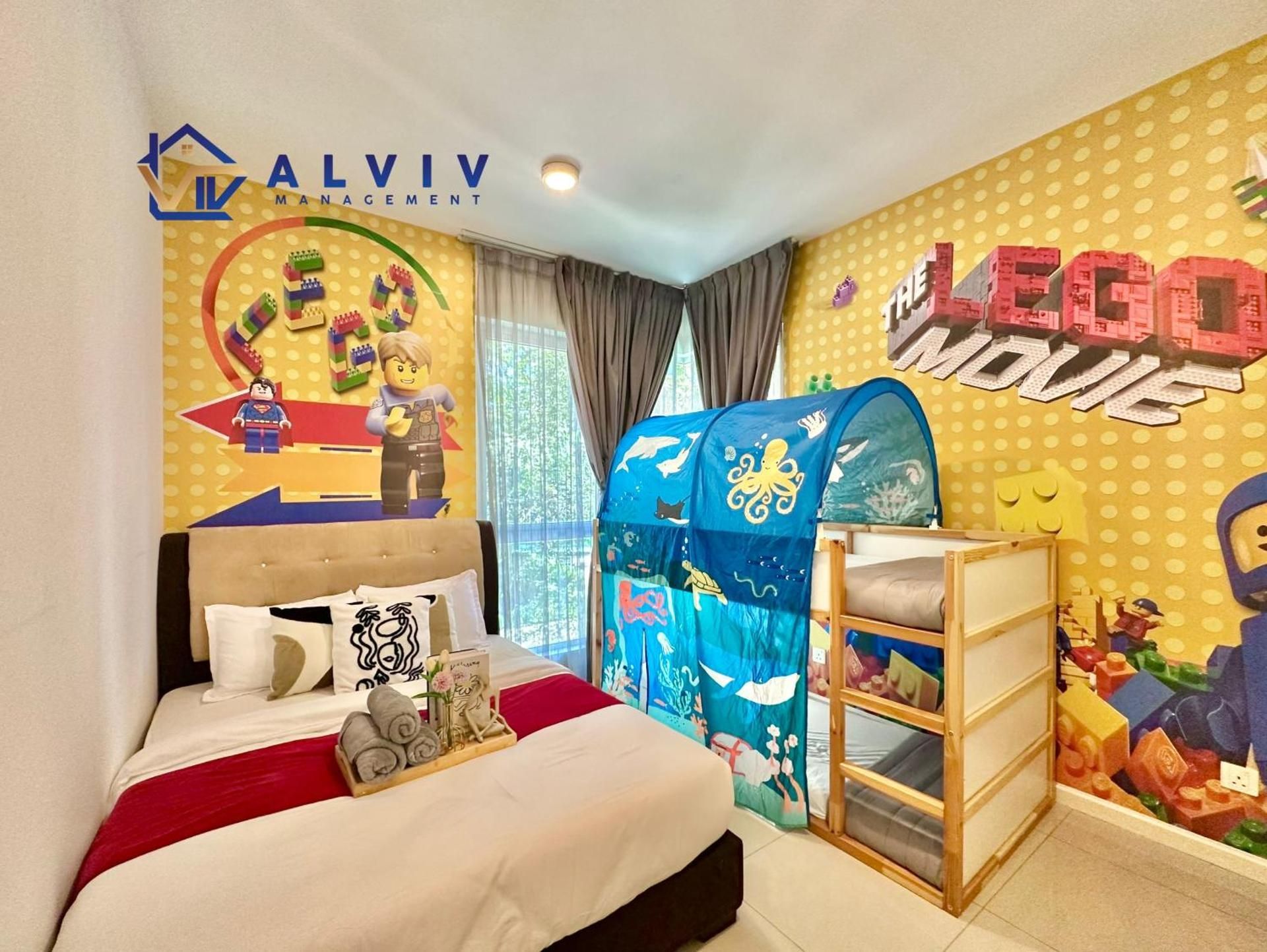 Toy Block Theme Three-Bedroom Apartment with Kids Playground