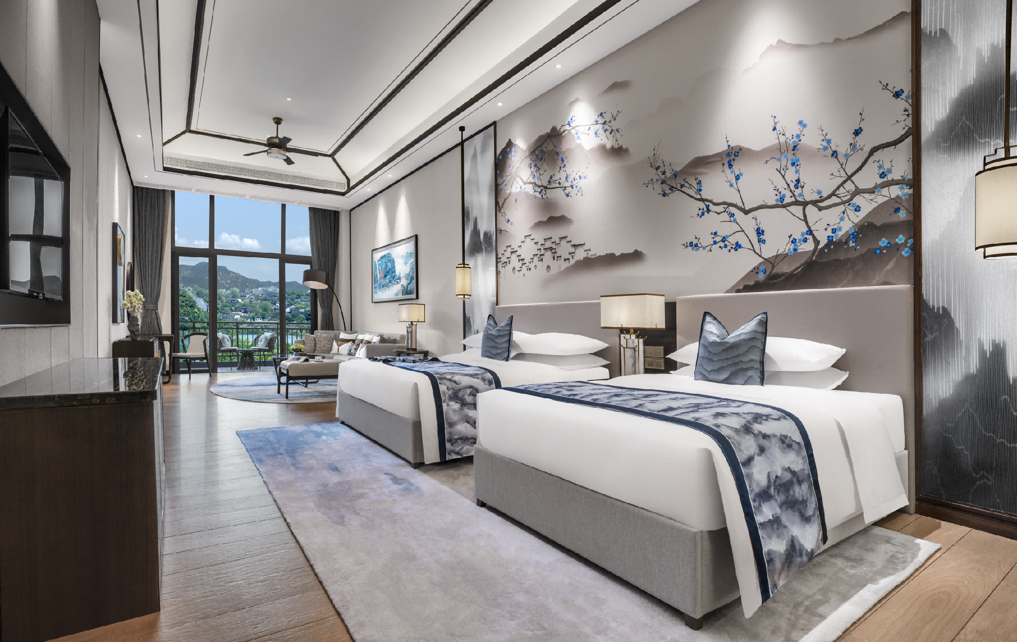 FY - Yanju Lakeview Family Room with Balcony