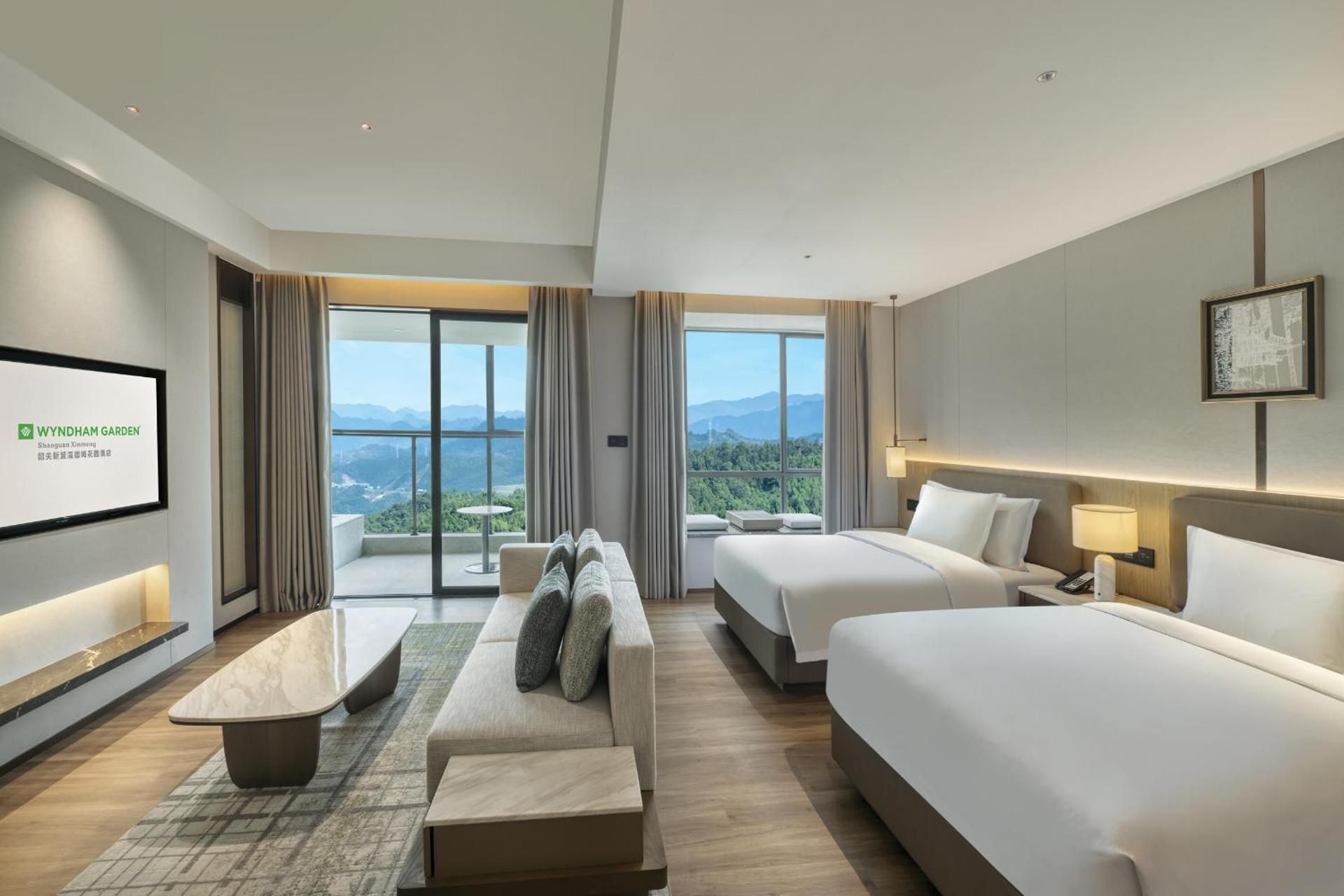 Double Room with Two Double Beds and Hot Spring Pool - Garden View
