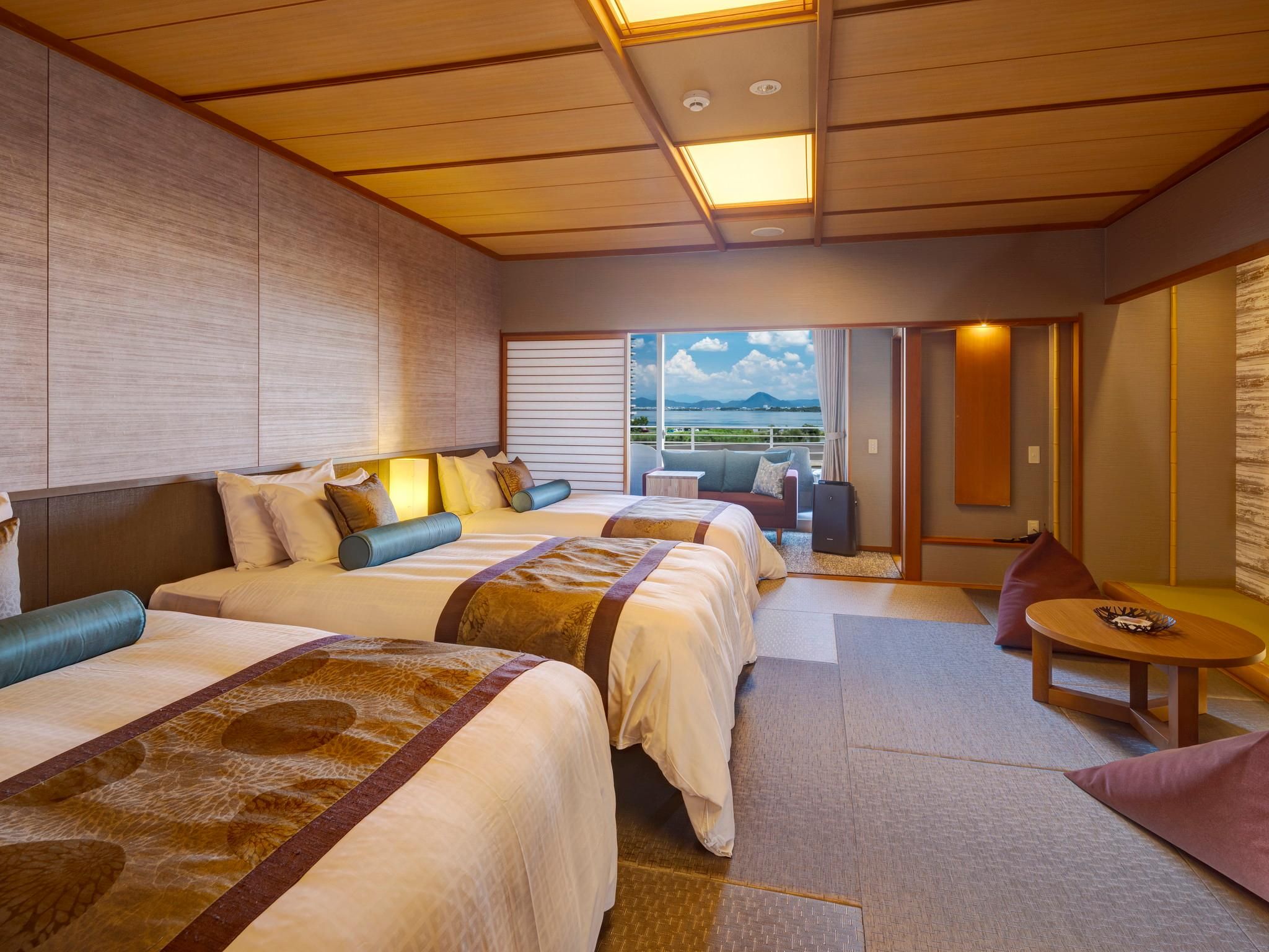 Biwa No Kaze Japanese Style Triple Room with Natural Hot Spring Open-Air Bath - Non-Smoking
