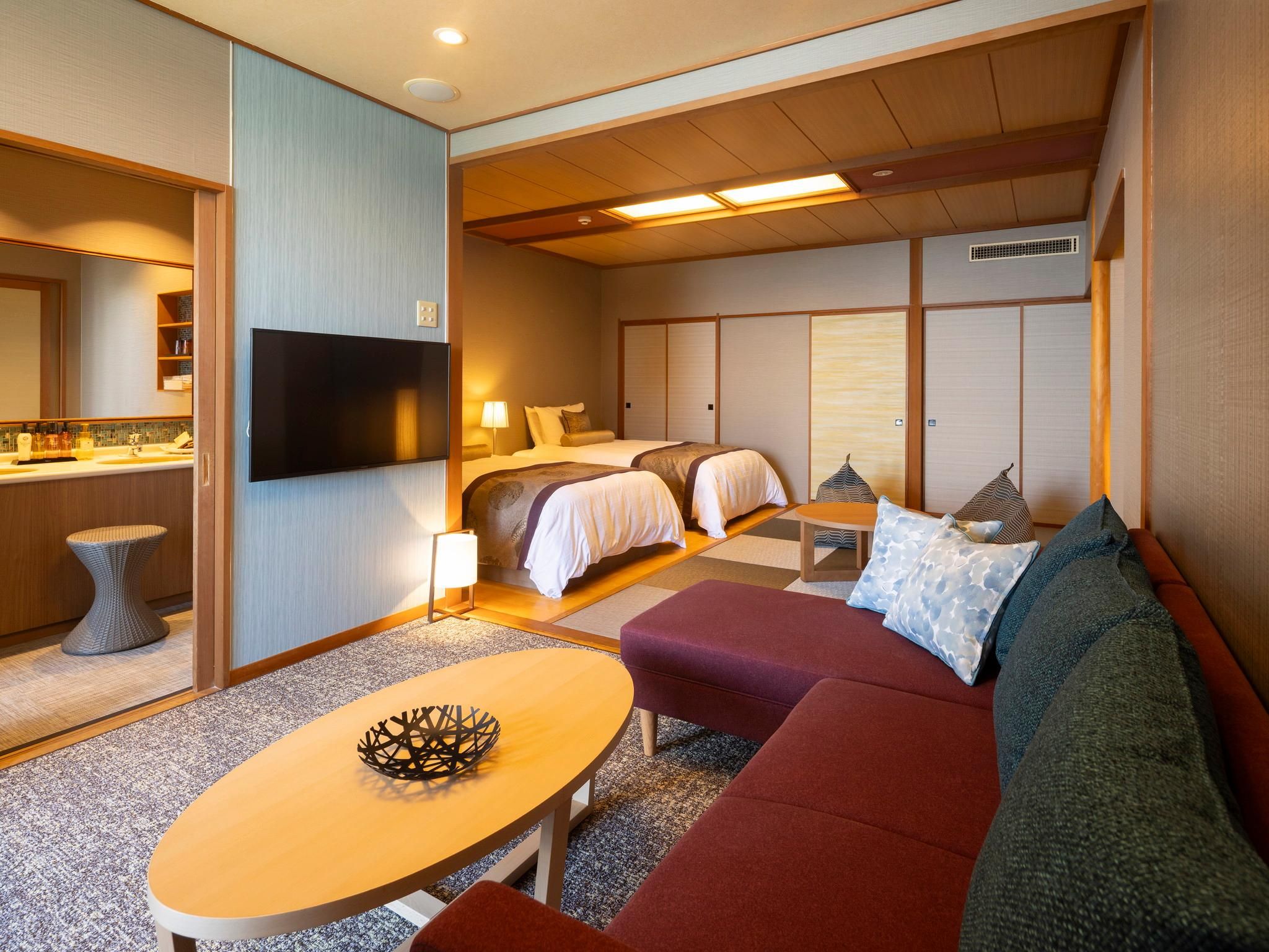 Biwa No Kaze Japanese Style Twin Room with Natural Hot Spring Open-Air Bath - Non-Smoking