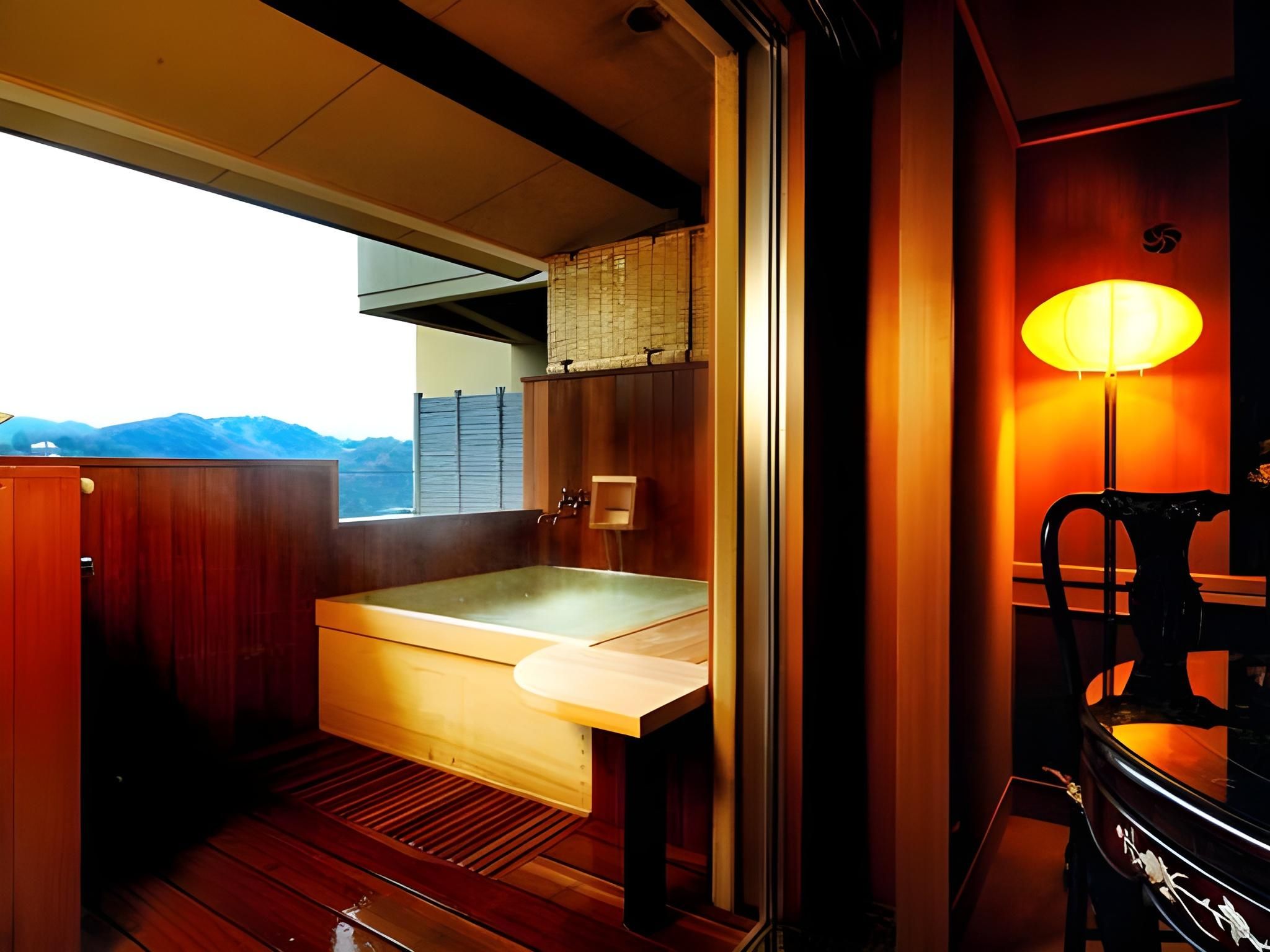 [Room meal] Accessible twin bed with open-air bath (no indoor bath)