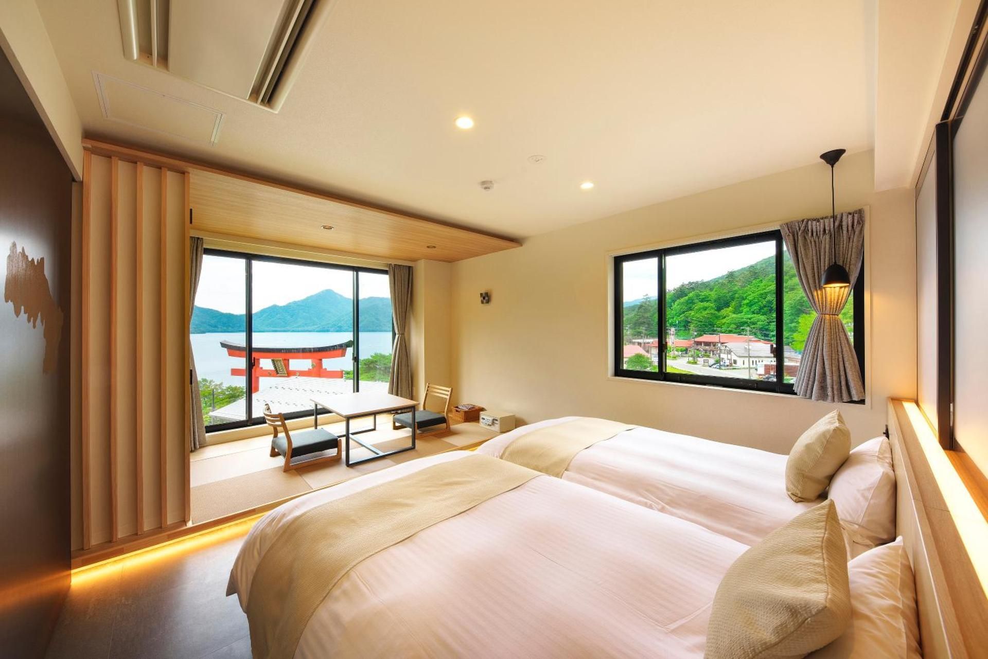 Twin Room with Tatami Area and Lake Chuzenji View