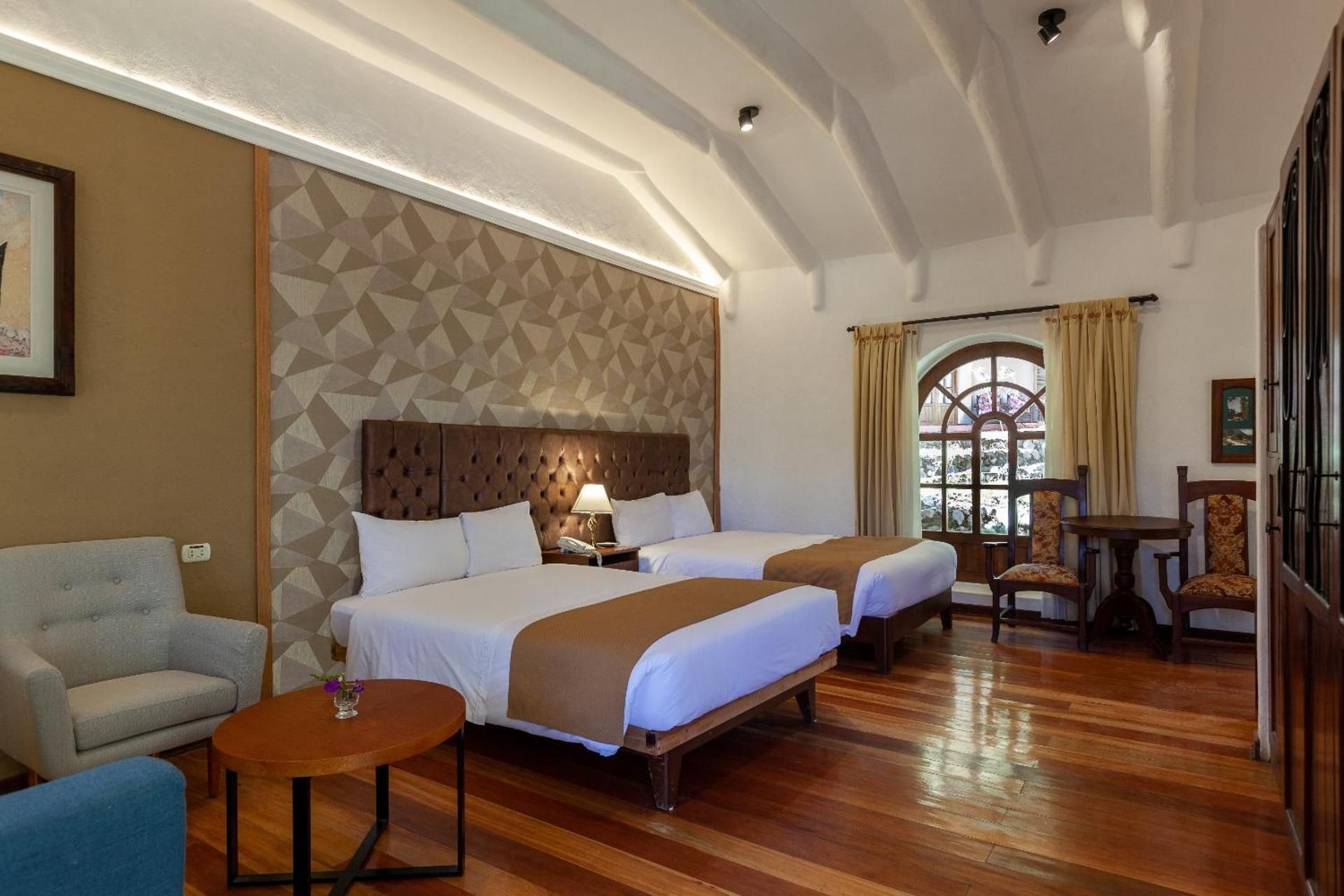 Two Double Beds with Terrace, Mountain and Garden View